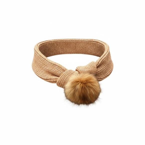 Vintage Cozy Knit scarf with Fur Pom Poms main image 5